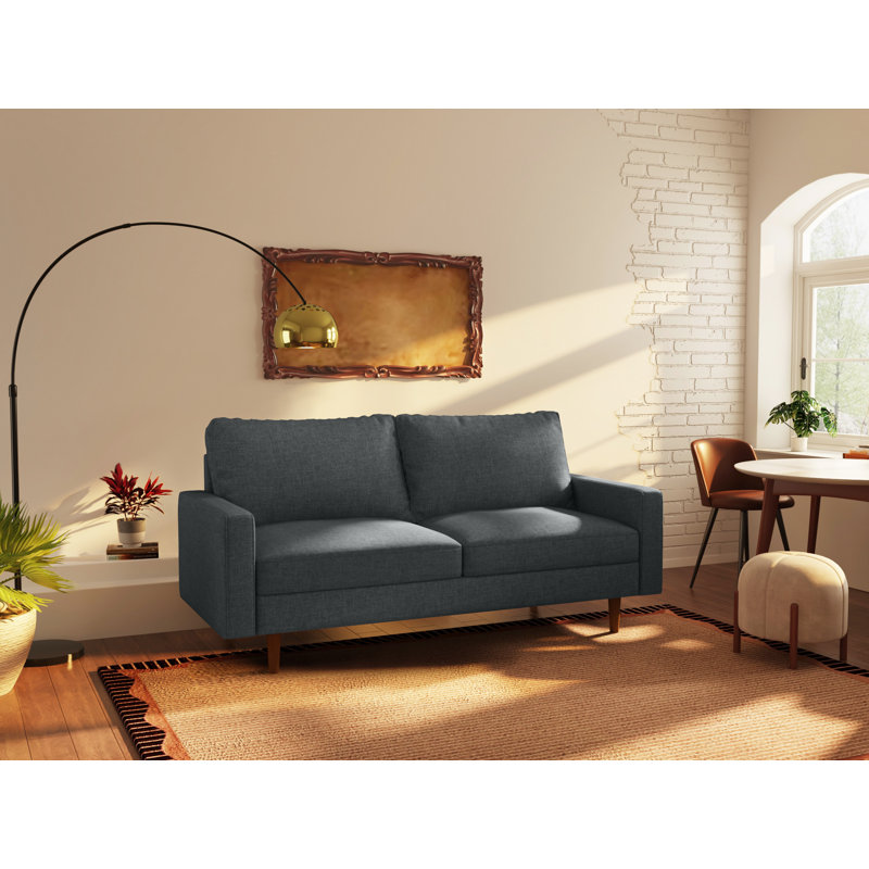 Canapé à accoudoirs carrés 70 po Clairmont, 100 % polyester gris foncé