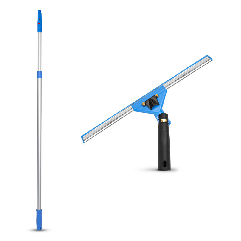 Window Washing Kit with Swivel Window Squeegee and 6' Telescopic Pole, 76" L x 14" W x 1" D