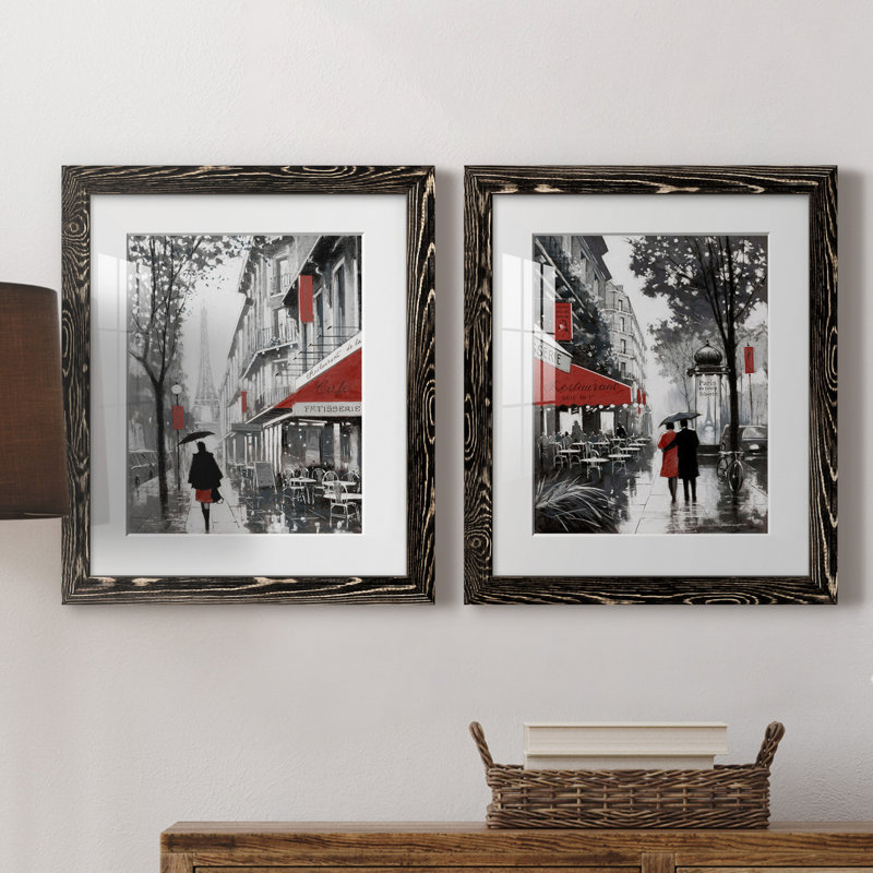 «Rainy Paris I», ensemble de 2 reproductions d'art, H 20 po x l 17 po x P 1 po, H 31,5 po x l 47 po x P 1,5 po, Blanc