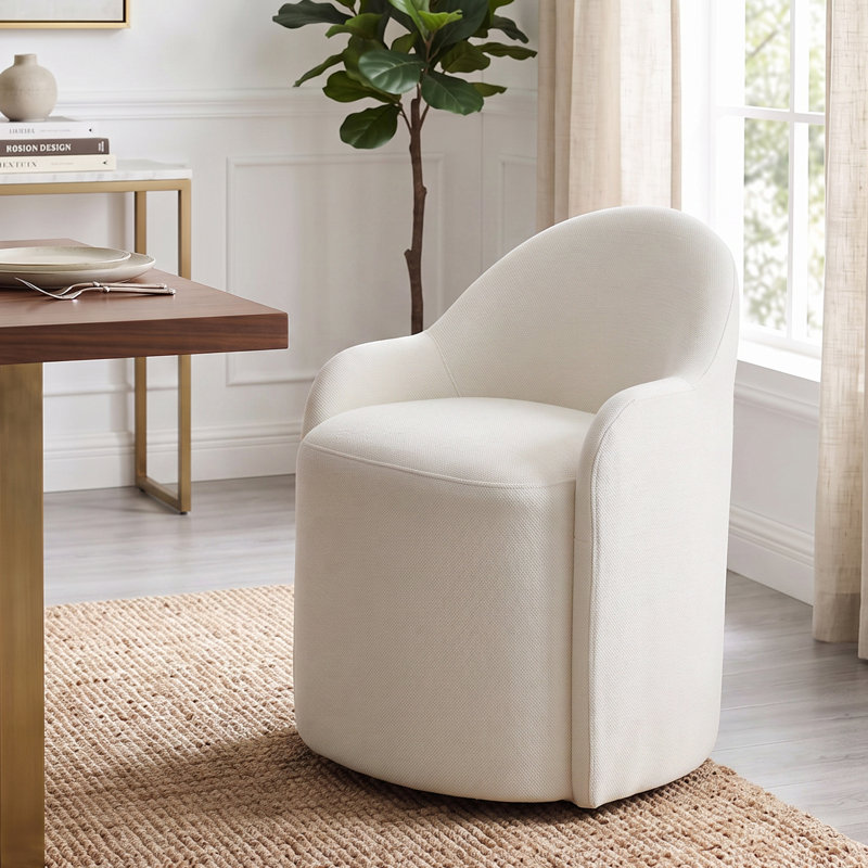 Upholstered Dining Chairs with Hidden Casters, Linen