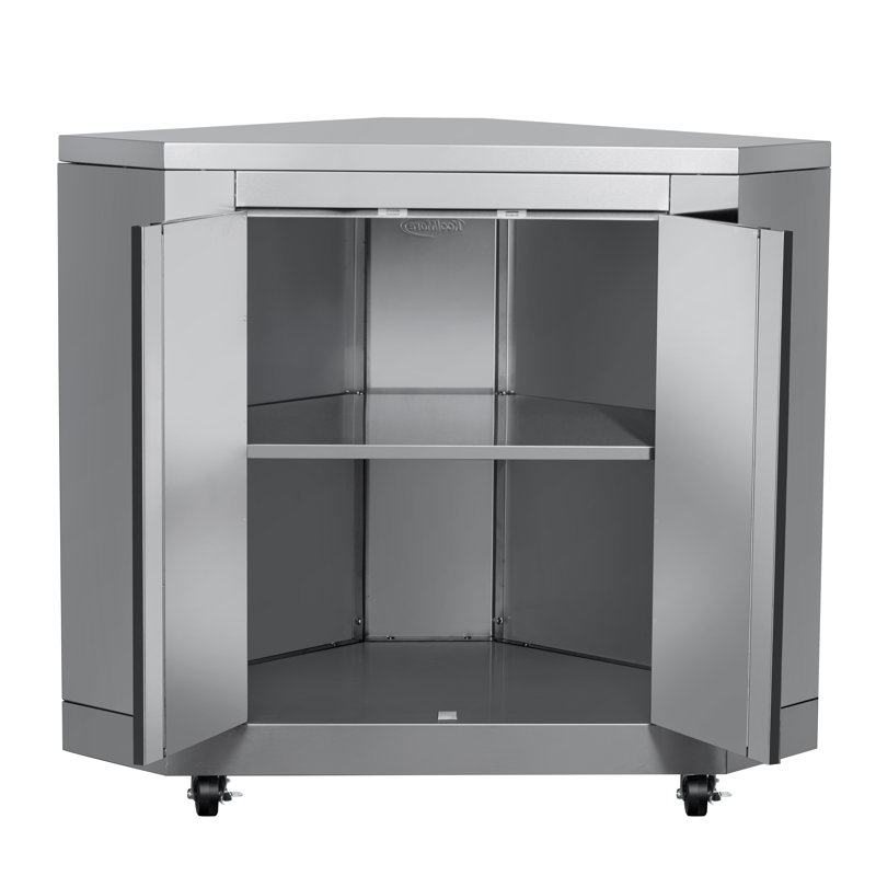 KoolMore Outdoor Kitchen Series Modular Kitchen with a Dual Fuel Pizza Oven, 3 Drawer Cabinet, Corner Cabinet, Sink, Side Burner, 30 in. BBQ Grill and Cabinet in Stainless-Steel (KM-OKSKIT-CONFIG111)