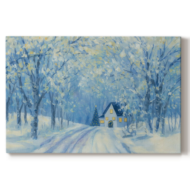 «Icy Manger at Twilight» - Toile tendue avec châssis de qualité supérieure, H 12 po x l 18 po