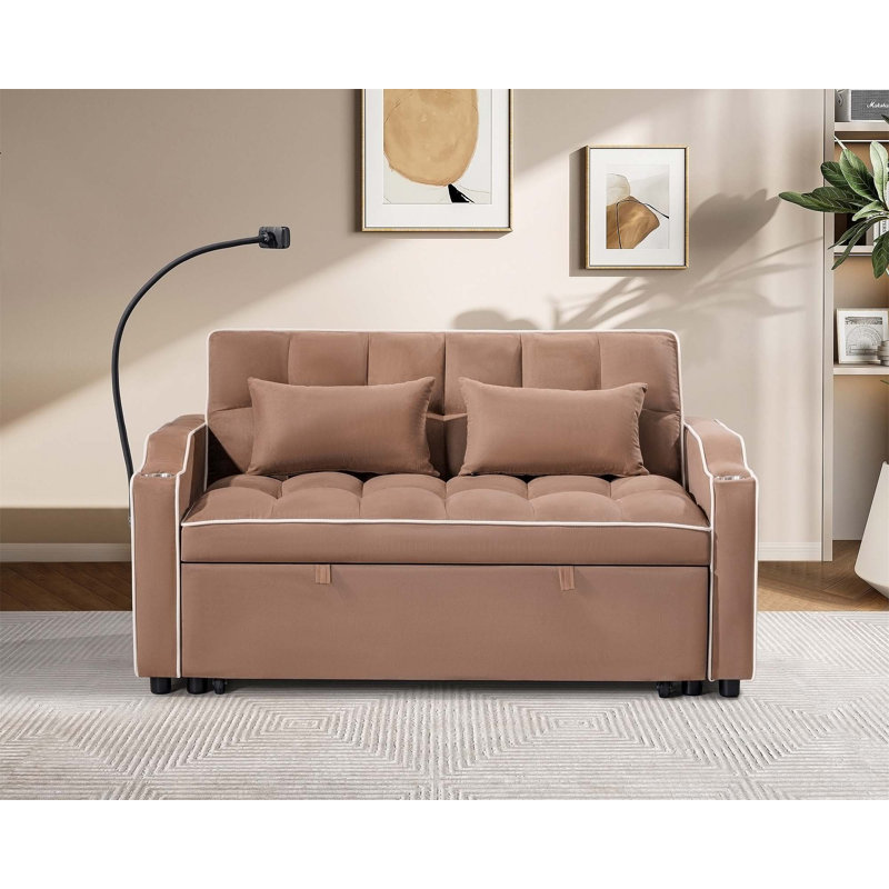Versatile Foldable Sofa Bed with Multiple Functions and Modern Design, Brown