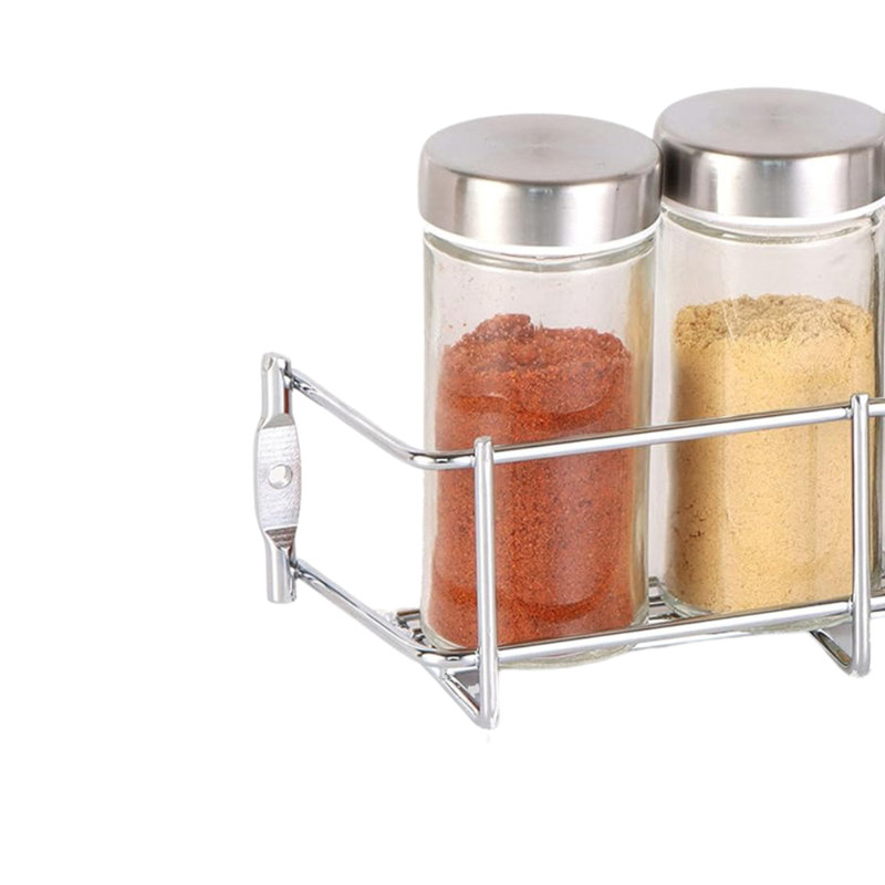 Buckingham 1 Tier Spice Rack Chrome Wall Mounted Storage Organiser for 5 Spice Jars 28 cm