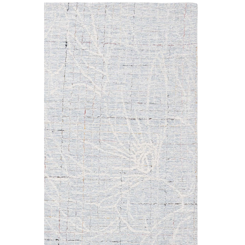Gullbrand Hand Tufted Wool/Cotton Floral Rug in Ivory/Blue, Rectangle 8' x 10'