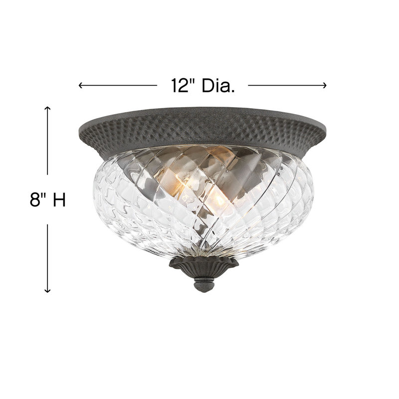Plantation 2-Light Aluminum Outdoor Flush Mount Ceiling Light