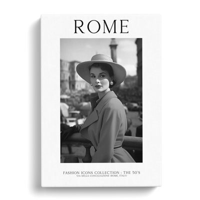 XMKTMKT-225 Fashion Icons Woman Rome Italy - Wrapped Canvas Print