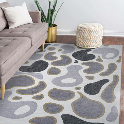 Tapis lavable gris olive Kyoa 5X7