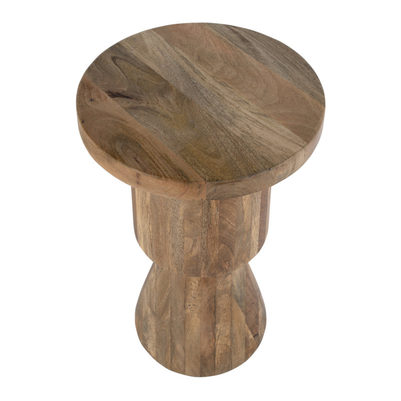 Eleeza 15 in. W Round Solid Wood Abstract Pedestal Base Side Table