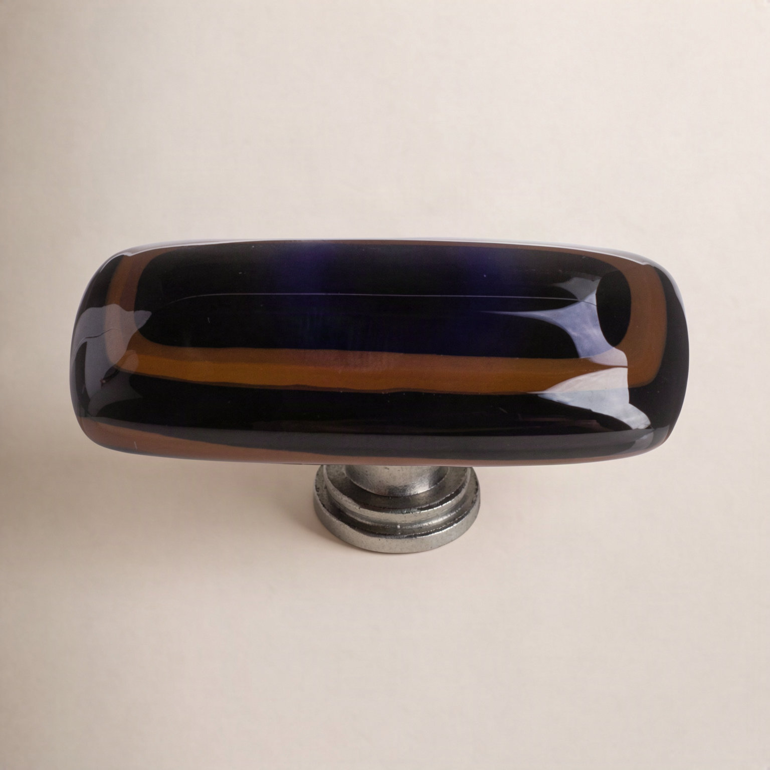 Stratum Rectangular Cabinet Knob, Satin Nickel, Woodland/Black