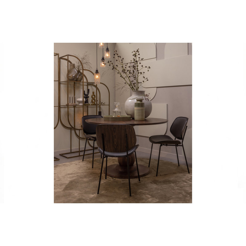 Round Solid Wood Dining Table, Brown