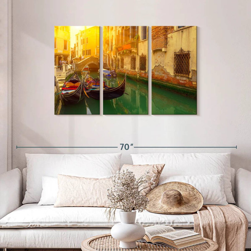 Sebbie Canal Gondolas In Venice, 28" H x 45" W