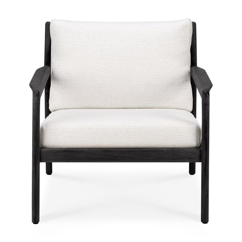 Jack Outdoor Teak Lounge Chair, Teak Black/Off White