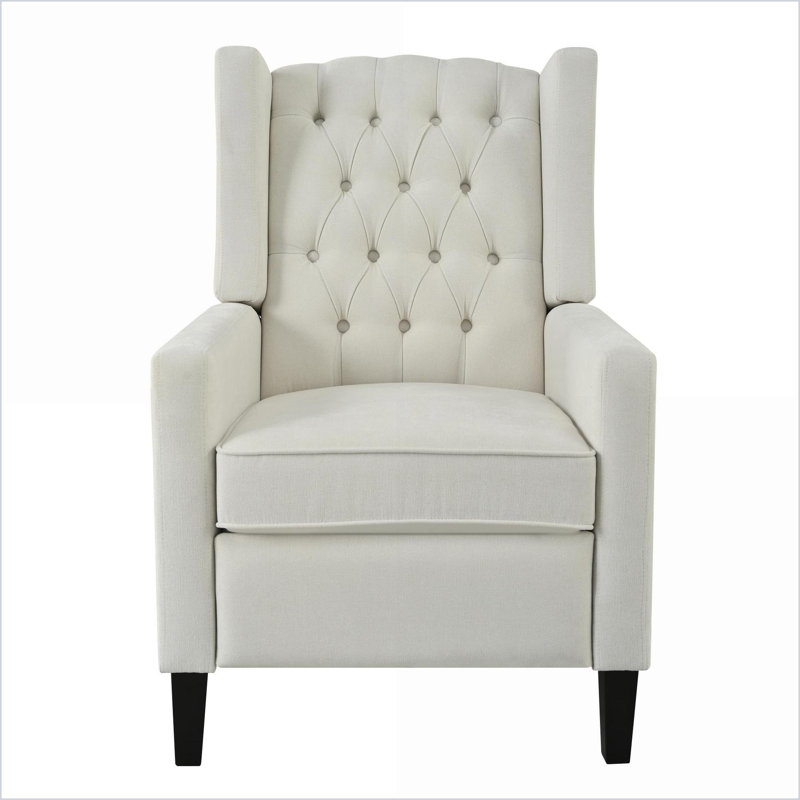 Fauteuils inclinables pour le salon, fauteuil inclinable à oreilles avec table d'appoint pliable, ports USB | Polyester beige | Cadre en bois massif