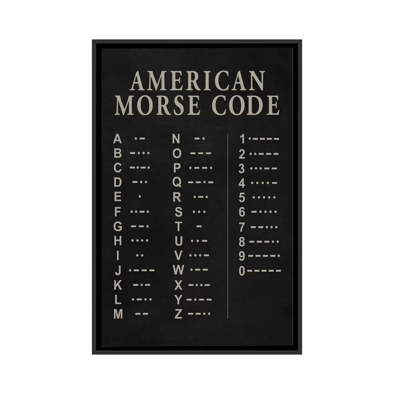 «Morse Code», impression sur toile, Toile avec cadre noir, H 48 po x l 32 po x P 1,5 po, Pas de tapis