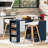Navy Kitchen Island With Led Lights, Fluted Glass, Power Outlets Modern Rolling Storage, , Outlet, Glass Door,-1820536035