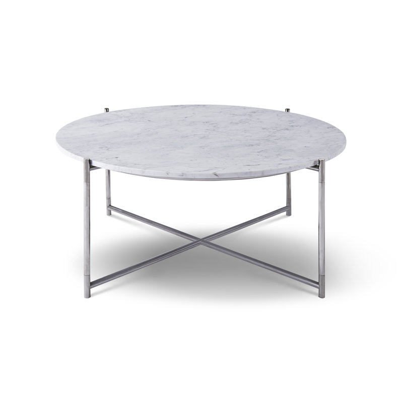 Arnay Cross Legs Coffee Table, Dark Chrome, 36.7cm H x 113.5cm W x 113.5cm D