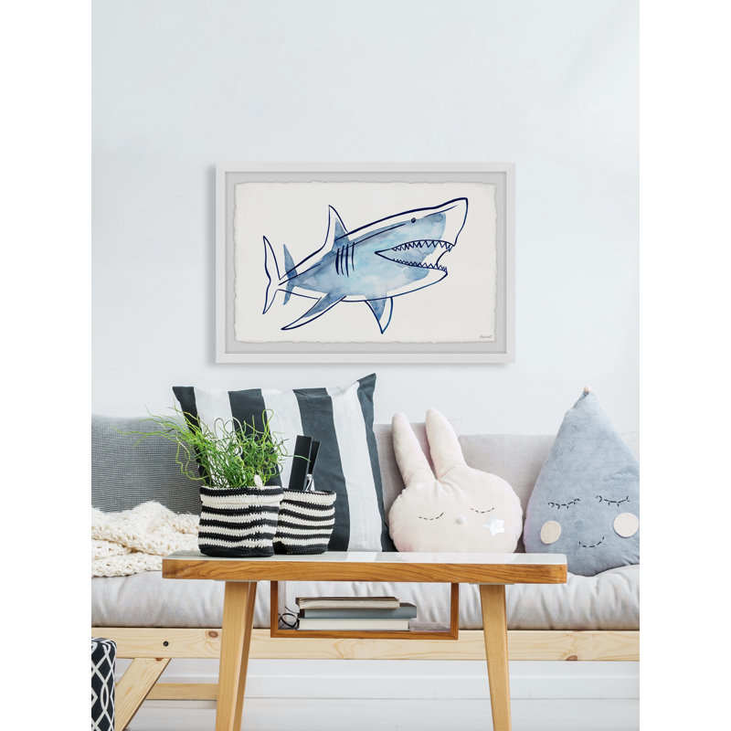 Shark Outline - Single Picture Frame Painting, 61 cm H x 91 cm W