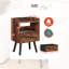 Table de chevet Mid-Century 15,75 po - Structure en bois, tiroir et tablette ouverte-1066980150