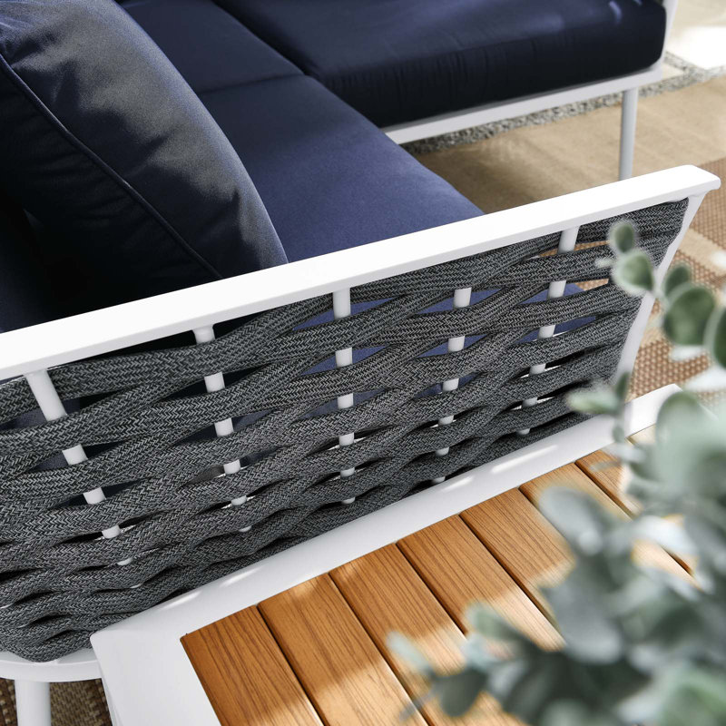 Ensemble de canapé modulaire d'extérieur en aluminium 4 pièces Stance par Modway, Bleu marine