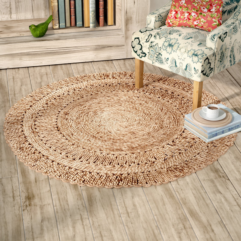 Wilmslow Handwoven Brown Area Rug, Round 5'