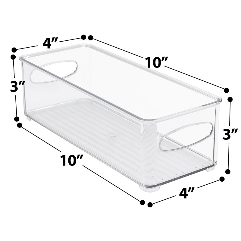 Sorbus 6 Pack Narrow Stackable Clear Storage Bins with Handles