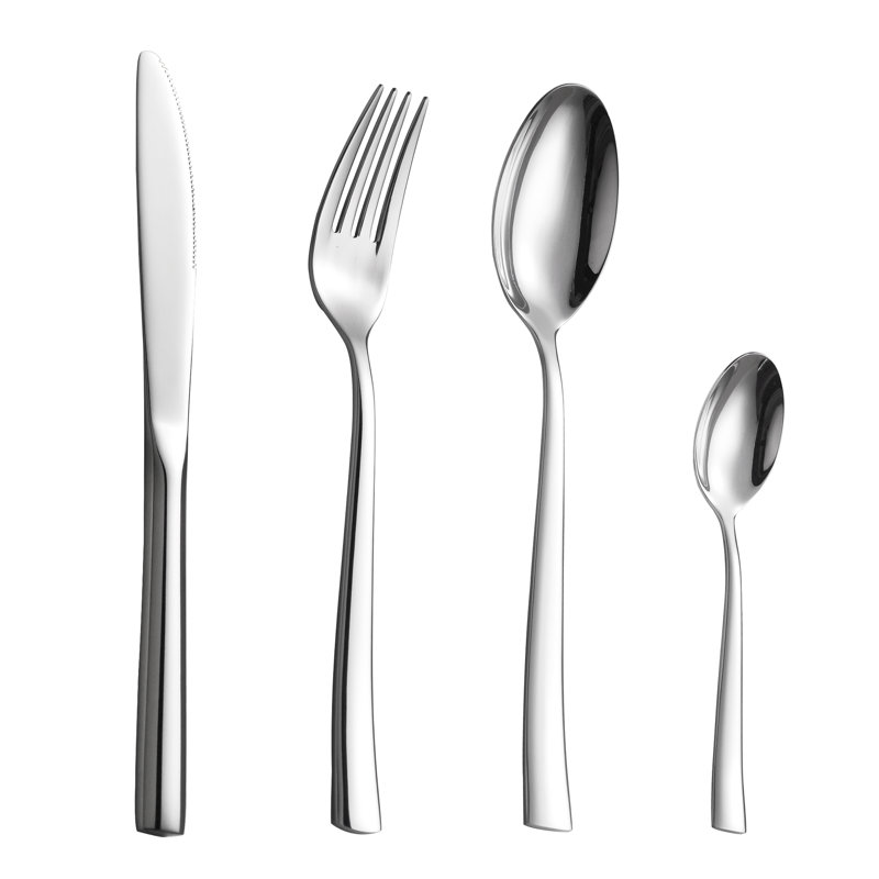Velaze Series, 24-piece Silver Stainless Steel Cutlery Set, Service For 6