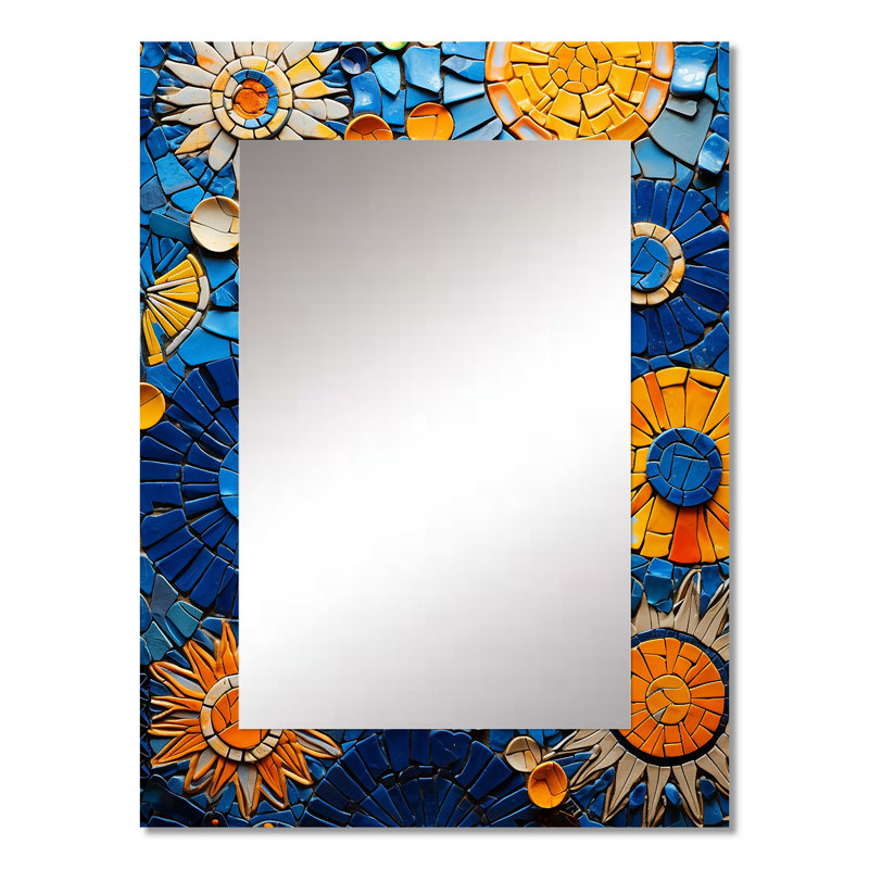 Carreaux de mosaïque jaune et bleu 2 - Boho, 32 po x 24 po