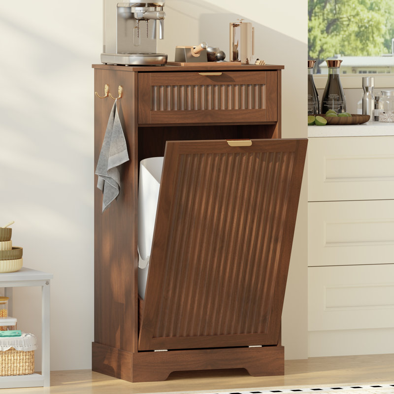 Armoire à ordures inclinable 13 gallons avec crochets, 13 gallons, Brun