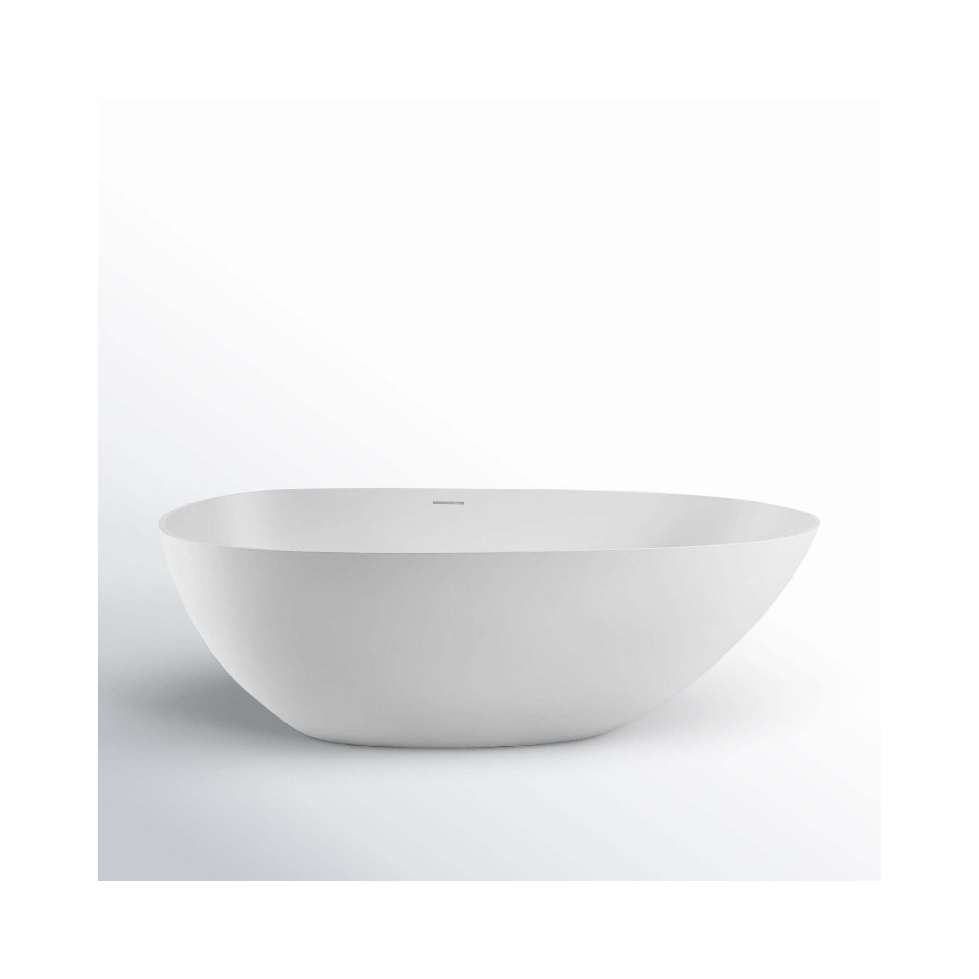 Forma 67'' Freestanding Soaking Bathtub Solid Surface Stone Resin Freestanding Tub, White