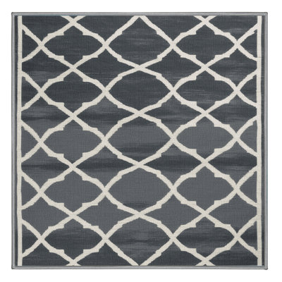 Machine Washable Trellis Gray Area Rug