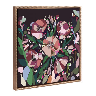 Dequilla Bright Colorful Painted Flower Framed Canvas Wall Art