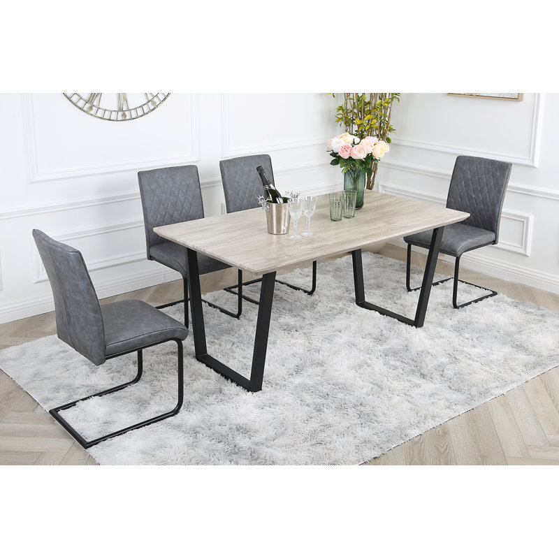 Asfand 4 - Person Dining Set, Light Grey, Grey