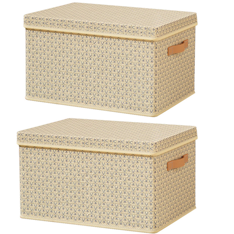 Ensemble de 2 bacs de rangement en tissu Dorleus, Beige
