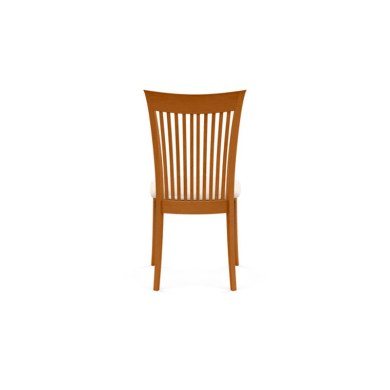Sarah Upholstered Dining Chair, White Leather, Natural Cherry