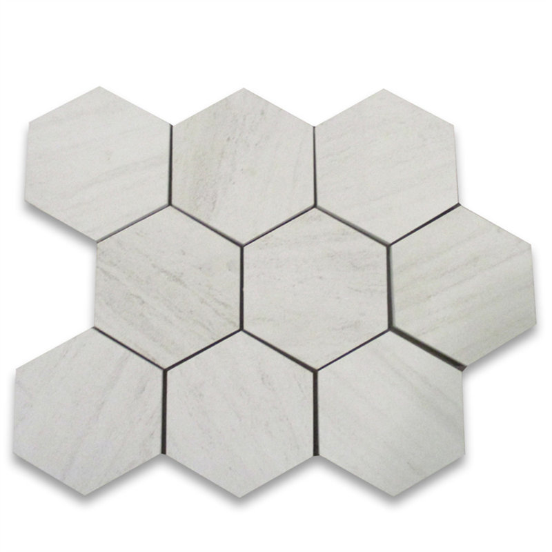 Carreau de mosaïque en marbre et en nid d'abeille 5 po x 6 po Moleanos