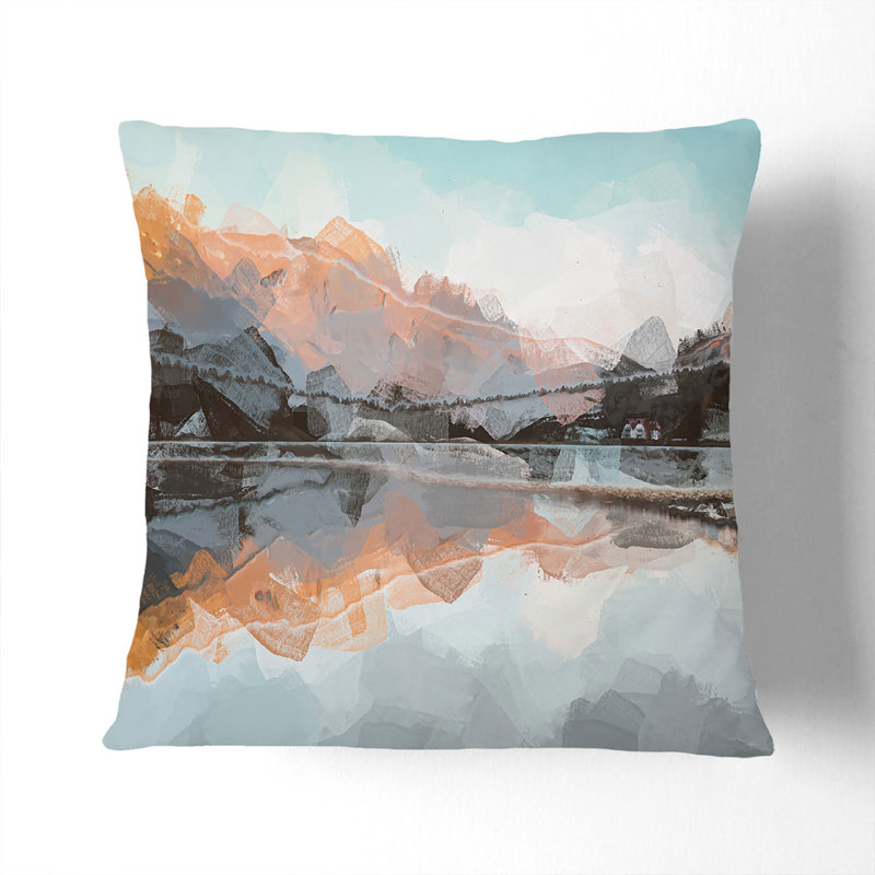Mountain Reflection in Italy Cushion with Filling, 40cm H x 40cm W x 15cm D, Stone