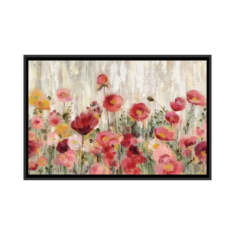" Sprinkled Flowers " by Silvia Vassileva, 18" H x 26" W x 1.5" D, Black Framed Canvas, No Mat