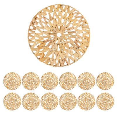 Napperons tissés ronds 14,8 po Boho, ensemble de 12 napperons jacinthe d'eau