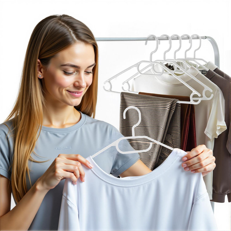 20 Pack White Flexible Plastic Clothes Hangers – Non-Slip Wardrobe Hangers With Ridged Shoulders, 360° Swivel Hook & Bar – Durable Organisers For Shirts, Jackets, Sweaters & Trousers