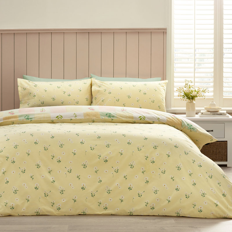 Daisy Patchwork Reversible Duvet Cover Set, King