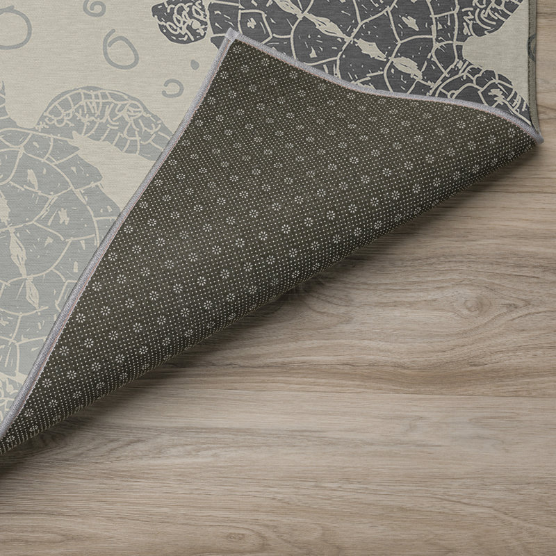 Tapis gris / brun en polyester tissé à la machine intérieur / extérieur Grajeda, Rectangle de 10 pi x 14 pi