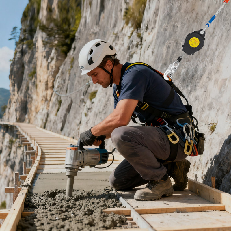 Antichute auto-rétractable, protecteur antichute, équipement de protection contre les chutes, Noir