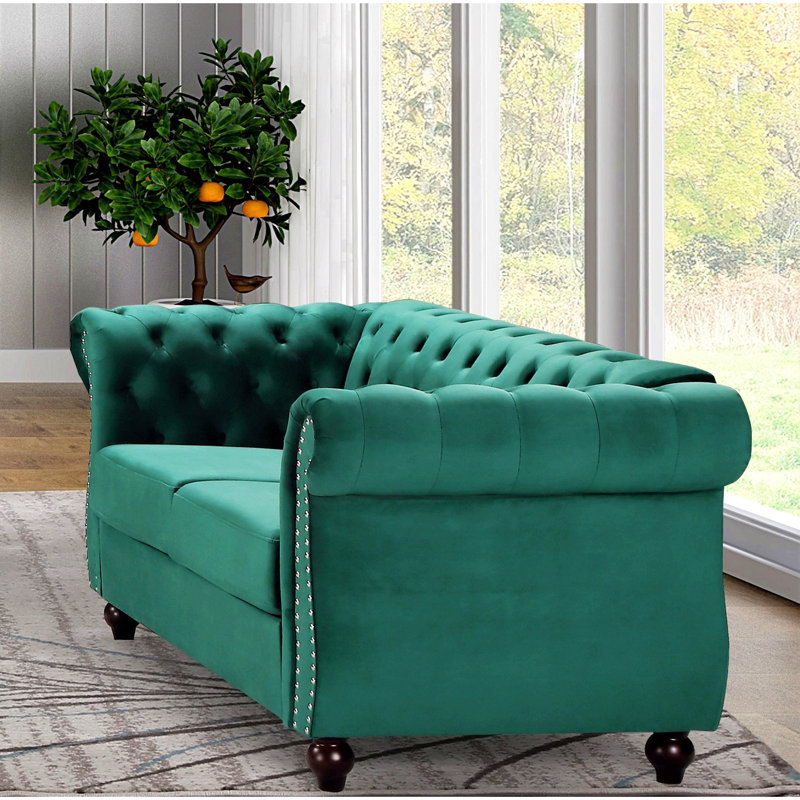 Fauteuil d'appoint Chesterfield, Velours vert