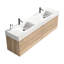 Meuble-lavabo mural flottant en chêne, lavabo une pièce, look moderne, revêtement à base d'eau E0, grand espace de rangement de 72 po, style Mid-Century, poignées dissimulées, 20% de plus