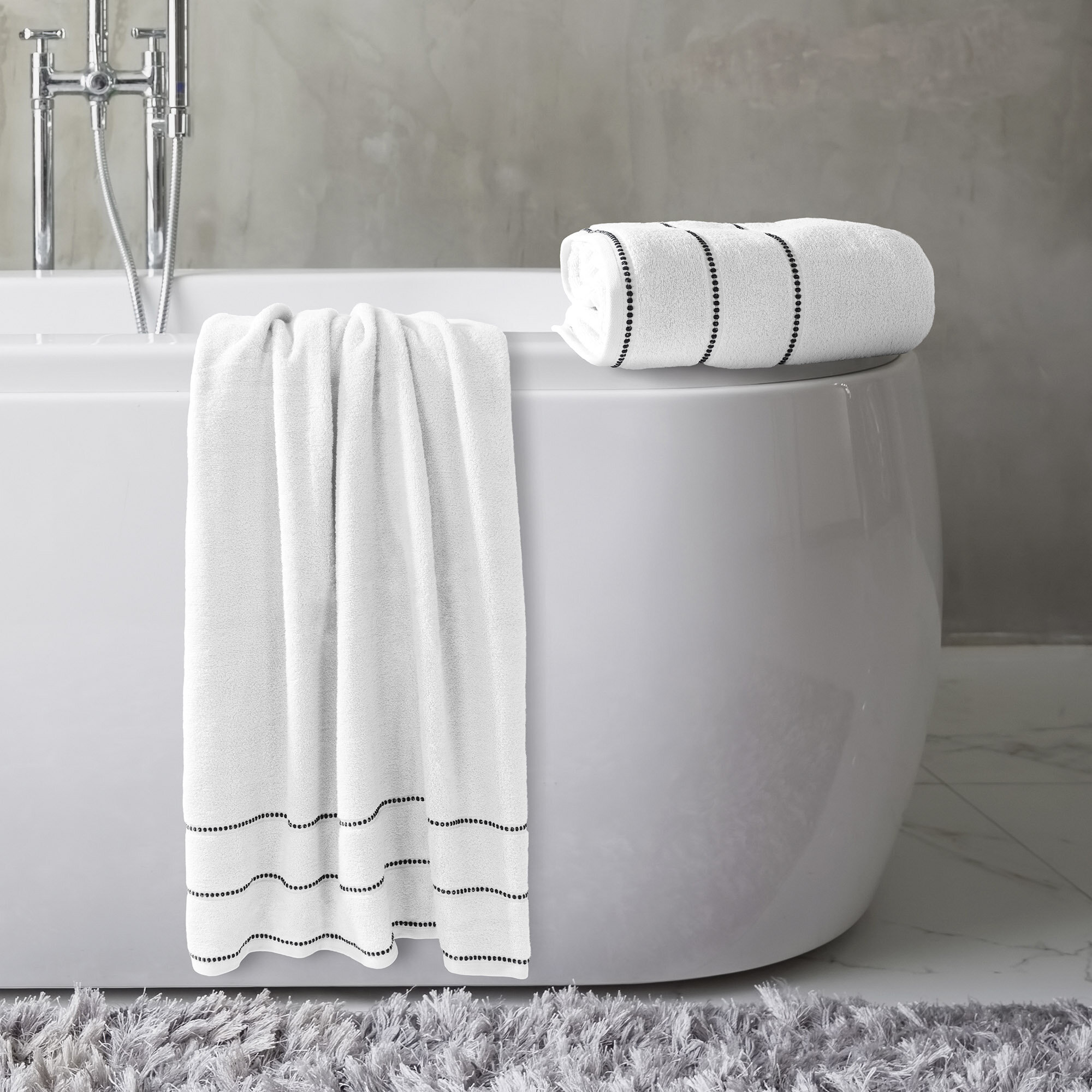 Luxury 100% Cotton White Towels for Bathroom, White Cotton Absorbent  Turkish Luxury Bath Towels Sets of 6 Pieces, Premium Large Plush Towel Sets  White