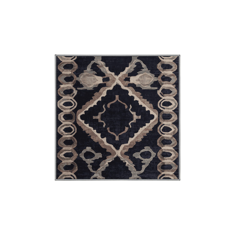 Tapis gris lavable à la machine, Carré 6 pi