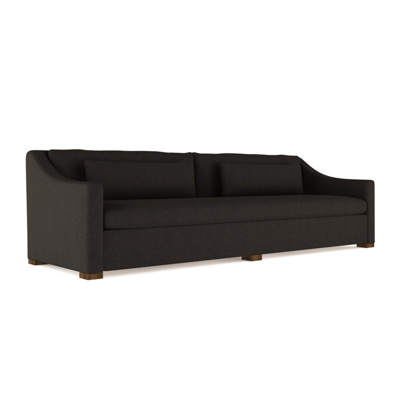 Crosby Slope Arm Sofa, Plush Velvet Chocolate, 32.5" H x 120" W x 38" D, Ebony