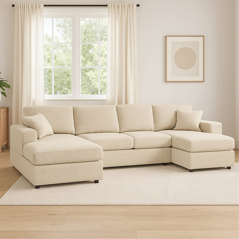 Canapé modulaire 3 pièces en velours côtelé 3 pièces, Crème, crème
