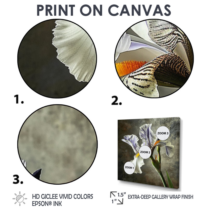 Art mural Merwin - Iris, Toile tendue, H 16 po x l 16 po